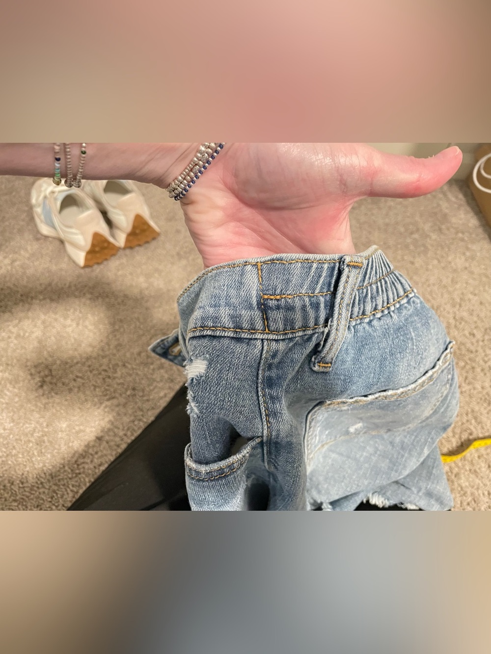 aerie Light Blue Distressed Denim Shorts - Picture 7 of 7